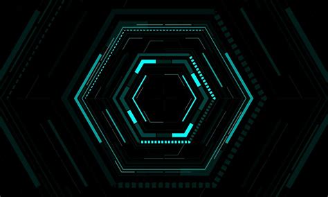 HUD Sci Fi Interface Screen View Blue Neon Geometric On Black Design