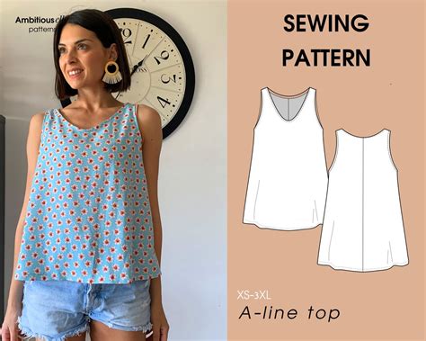 Pdf Tank Top Sewing Pattern Sleeveless A Line Pdf Sewing Pattern Pdf