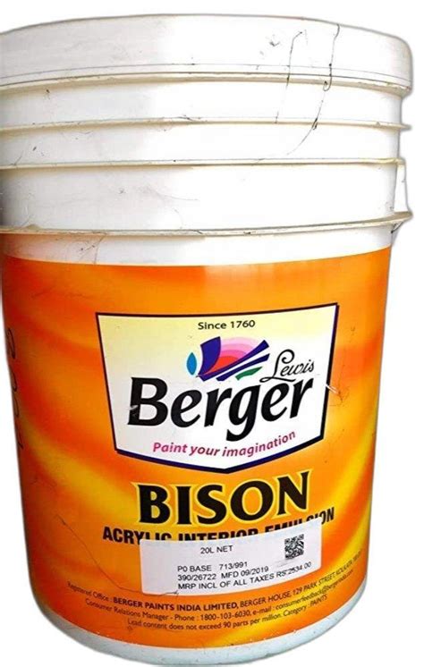 Berger Bison Acrylic Interior Emulsion Paint L At Rs Bucket In