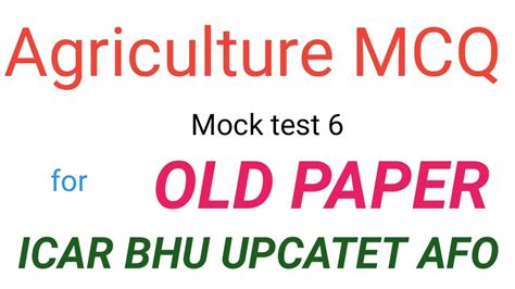 Important Agriculture Mcq Mock Test 6 Youtube