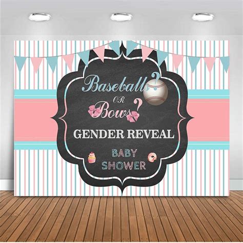 Amazon Mocsicka Gender Reveal Baby Shower Backdrop Baseball Or