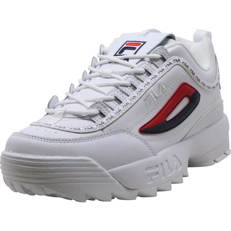 Fila Women S Disruptor Ii Premium Repeat White Fila Navy Fila Red Ankle High Walking 9 5m