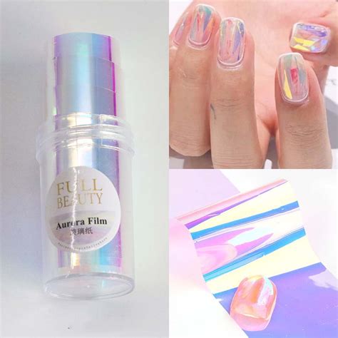 1m Iridescent Reflective Manicure Aurora Color Glass Paper Broken Glass