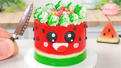 🍉 Fresh Miniature Watermelon Cake Decorating Recipe 🍉 Cutest Miniature Cake Idea By Tiny Bakery