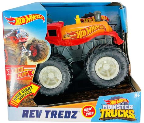 Amazon Hot Wheels Monster Trucks 1 43 Rev Tredz Assortment With Friction Motor And Big