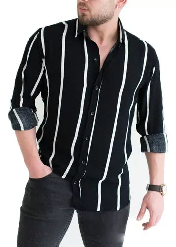 Camisa De Manga Larga A Rayas Casual Cl Sica Para Hombre Cuotas Sin