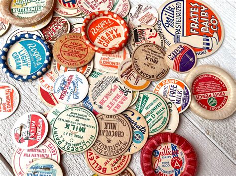 Vintage Milk Bottle Caps Assortment Dairy Caps Cardboard Etsy