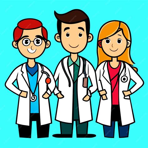 Premium Vector | Digital art hospital staff characters