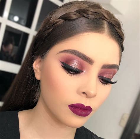 Wedding Makeup Look Wine Lipstick Color Reddish Brown Eye Look Dramatic Bridal Makeup