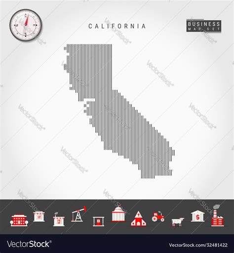 Vertical Lines Pattern Map California Striped Vector Image