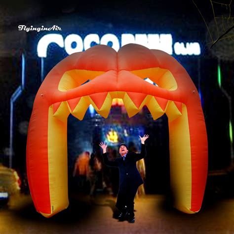 Outdoor Halloween Inflatable Pumpkin Arch 4m Ghost Arched Door Blow Up Pumpkin Head Tunnel For