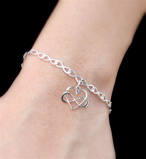 Infinity Heart Bracelet Sterling Silver Infinity Heart