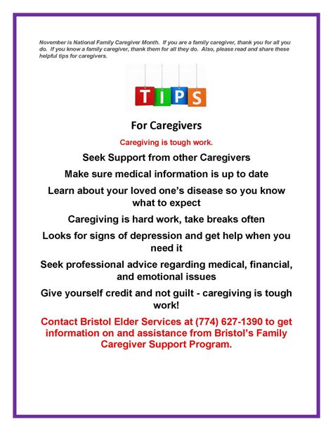 Caregiver Flyer Bristol Elder Services