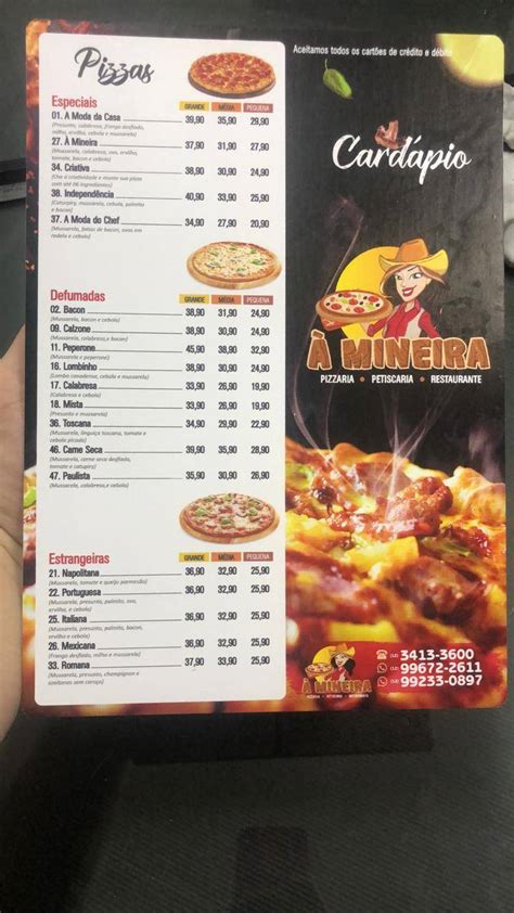 Menu Em À Mineira Pizzaria E Petiscaria Taubaté