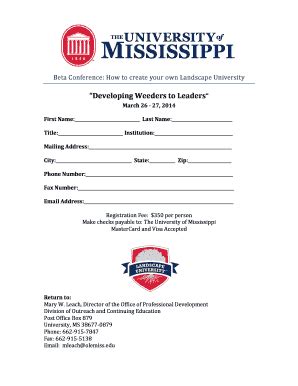 Fillable Online Outreach Olemiss Beta Lu Conference Regform Fax Email