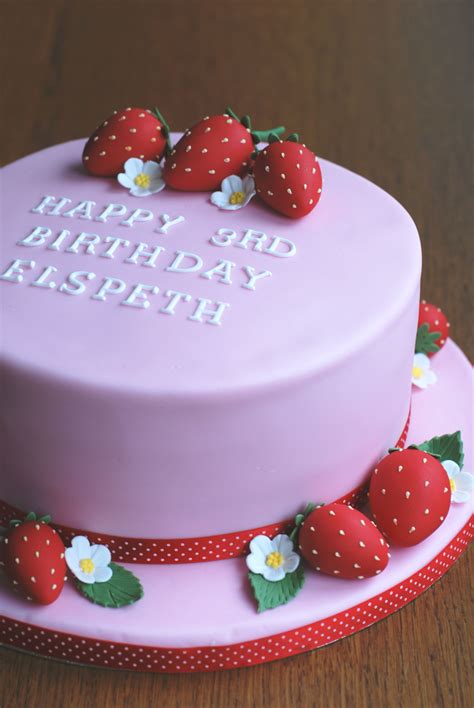 65 Strawberry Themed Birthday Cake