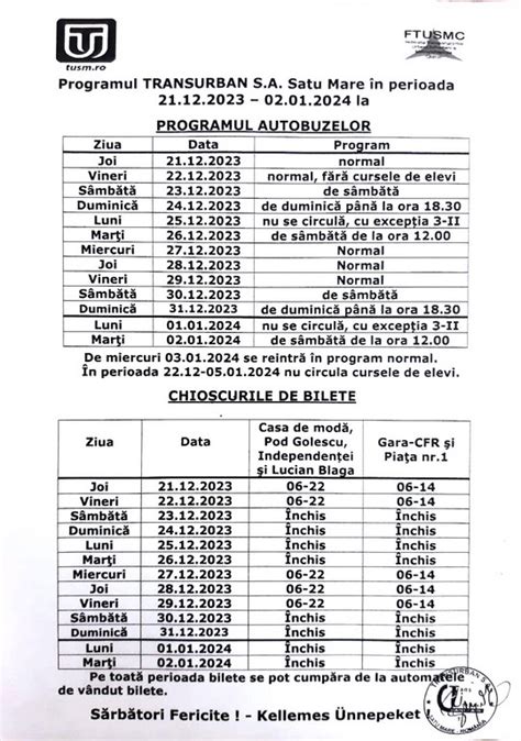 Program Special De S Rb Tori La Transurban Cum Vor Circula Autobuzele