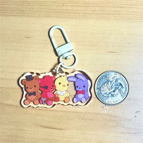 FNAF Freddy, Chica, Bonnie, Foxy Plush Double Sided Glitter Epoxy Charm ...