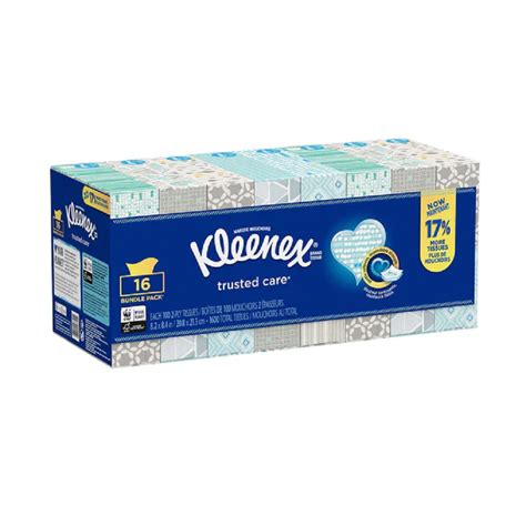 Kleenex® Trusted Care® Everyday Facial Tissue 2 Ply White 16 Boxes United Canada Inc