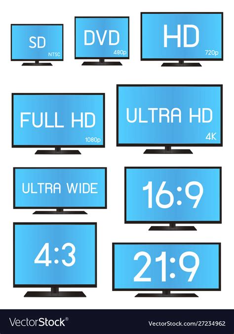 Standard television resolution size Royalty Free Vector