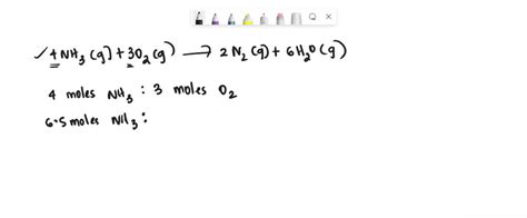 SOLVED Using the following balanced equation 4NH3 g 3O2 g â 2N2