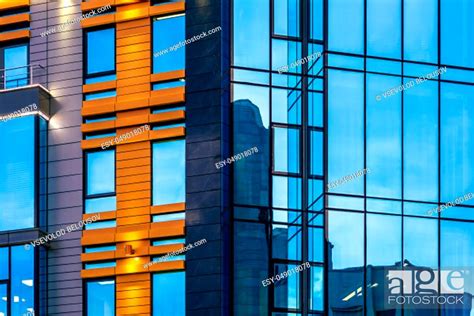 Modern High Rise Office Building With A Glass Facade Background Stock