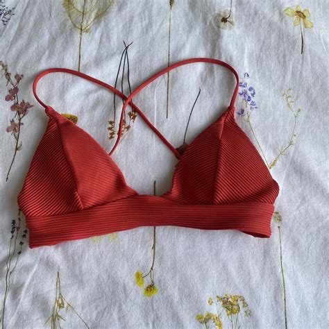 H M Red Bikini Top In Size 6 Red H M Bikini Depop