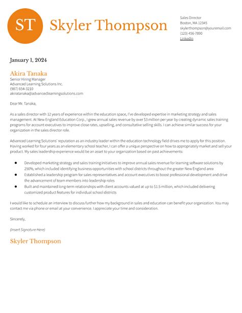 Sales Director Cover Letter Examples And Templates For 2024