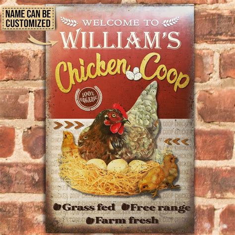 Personalized Chicken Coop Classic Metal Sign Vintage Chicken Etsy