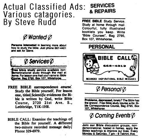 Newspaper Classified Ads Examples