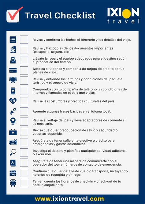 Checklist Para Viajeros Ixion Travel