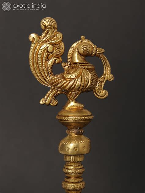 10 Peacock Puja Bell Ghanti In Brass Exotic India Art