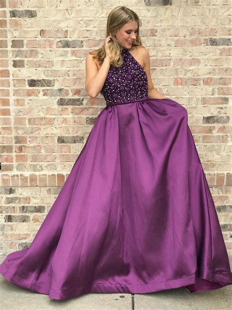 Marvelous Satin Jewel A Line Prom Dresses With Rhinestones Pd318