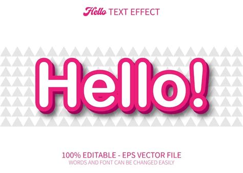 Hola Efecto De Texto Editable Vector Vector Premium