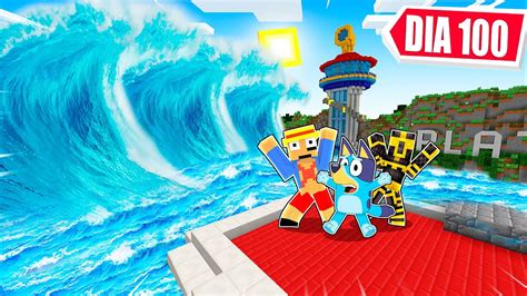 SOBREVIVIMOS 100 DÍAS A UN TSUNAMI EN MINECRAFT CON BLUEY Y MASSI