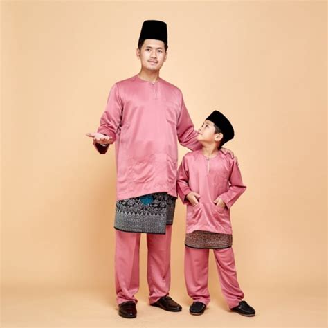 melayu ameer exclusive dusty pink dewasa teluk belanga  cekak musang