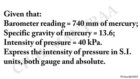 Given Thatbarometer Reading 740 Mm Of Mercuryspecific Gravity Of