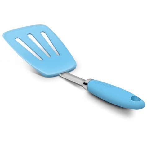 Hygienic Solid Heat Resistant Flexible Slotted Silicone Spatula Blue