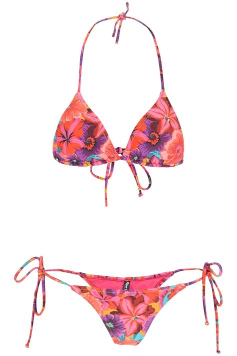 REINA OLGA Floral Print Bikini Set Fuchsia Orange Purple Editorialist