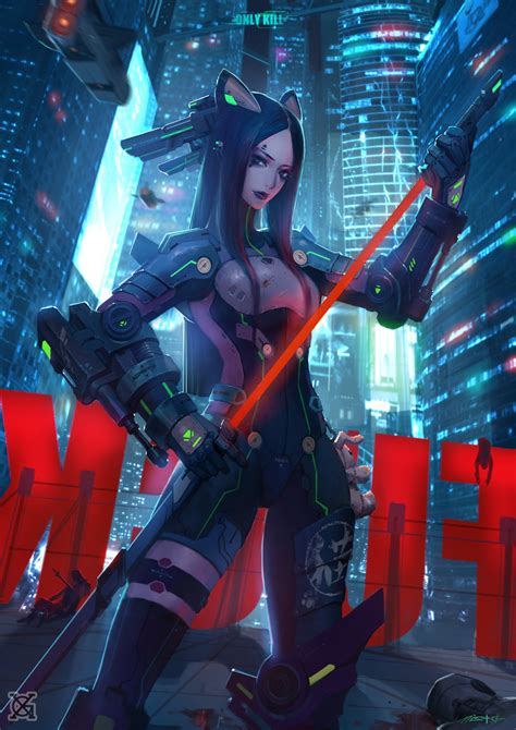 Wallpaper Cyberpunk Anime Sword Comics Screenshot Mecha