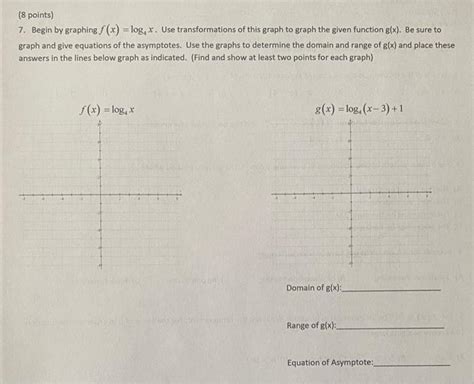 Solved Begin By Graphing F X Log X Use Transformations Chegg