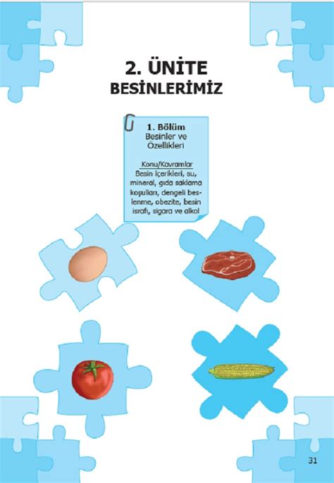 4 Sınıf Fen Bilimleri Çalışma Kitabı 2 Ünite Besinlerimiz2 MEB PDF