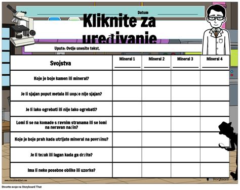 Besplatni Radni Listovi Svojstava Minerala Storyboardthat