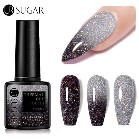 UR Sugar Glitter Térmico Gel UV Mudança de Temperatura Nail Art