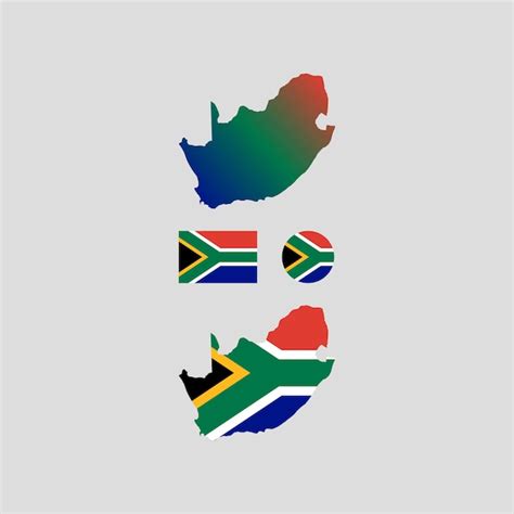 Nationale Kaart Van Zuid Afrika En Vlagvectoren Ingesteld Premium Vector