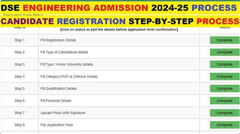 DSE Engineering Admission 2024 25 Process Candidate Registration