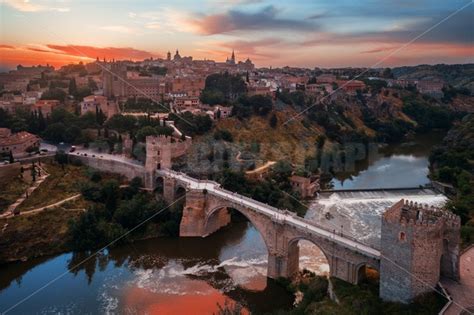 Aerial view of Toledo skyline bridge – Songquan Photography