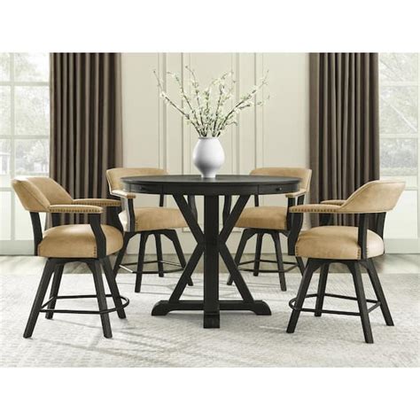 Steve Silver Rylie 5 Piece Black Wood Counter Dining Set Seats 4 With