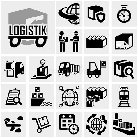 Logistics Vector Icon Set On Gray Logistics Icons Set On Grey