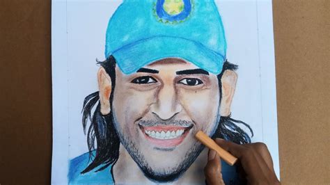 I Tried First Time Drawing Of Ms Dhoni With Soft Pastel Art Artist